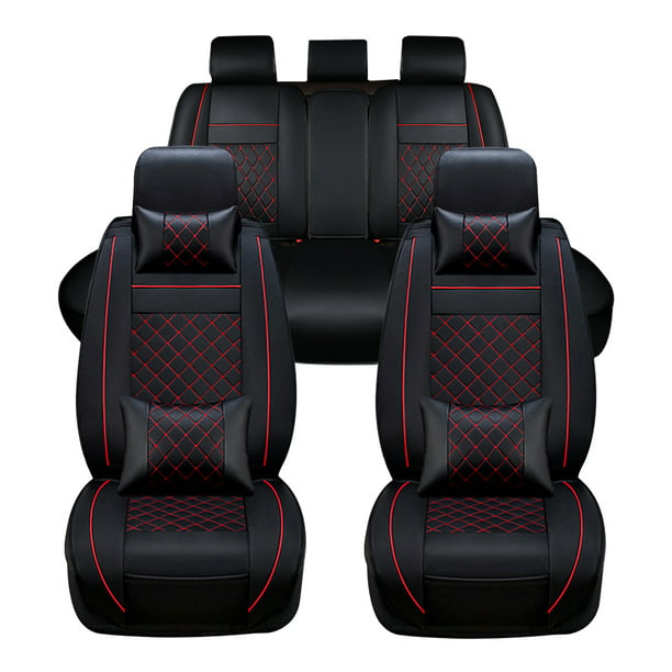 Deluxe PU Leather Car Seat Covers Set Double Laminated Quality Mesh Breathable